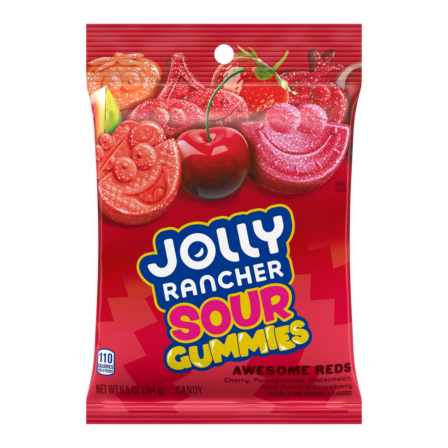(2 pack) Jolly Rancher Sour Gummies Awesome Reds Assorted Fruit Flavored Gummy Candy, Bag 6.5 oz