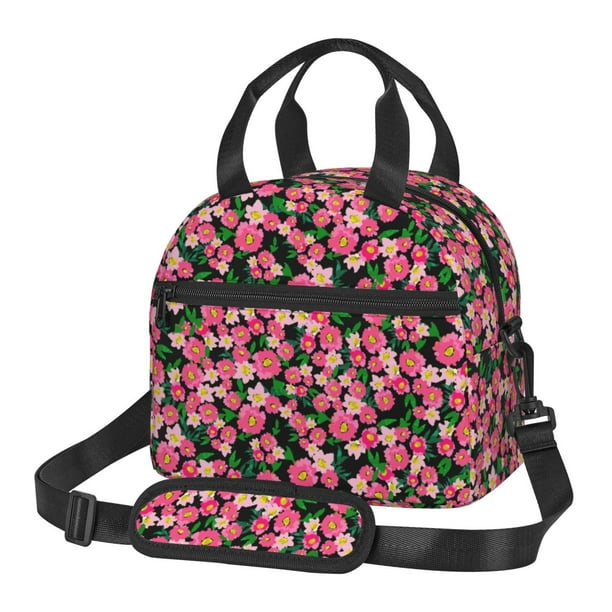 Balery Trendy Floral Bolsa de Almuerzo Impresa, Caja de Almuerzo Reutilizable, Bolsa Térmica Aislada para Almuerzo, Bolsa Antiderrames