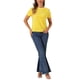 thumbnail image 2 of INSPIRAR CHIC Blusa de Cuello Redondo de Terciopelo con Lentejuelas para Mujeres, Manga Corta, Ropa de Fiesta y Club, Talla XS, Amarillo, 2 of 6