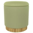 thumbnail image 1 of Modern  Fabric Round Storage Ottoman - Sage & Natural, 1 of 7