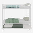 thumbnail image 6 of Lisonu Twin over Full Metal Bunk Bed with Trundle, Convertible 3-Sleeper Frame with Ladder & Rails, White Iron for Guest Rooms & Dorms, 6 of 15
