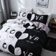 thumbnail image 2 of Ropa de cama de 200 x 200 cm Couples Love, juego de ropa de cama de 3 piezas en blanco y negro, con cremallera, funda nórdica y funda de almohada de 80 x 80 cm (Love, 200 x 200), 2 of 6