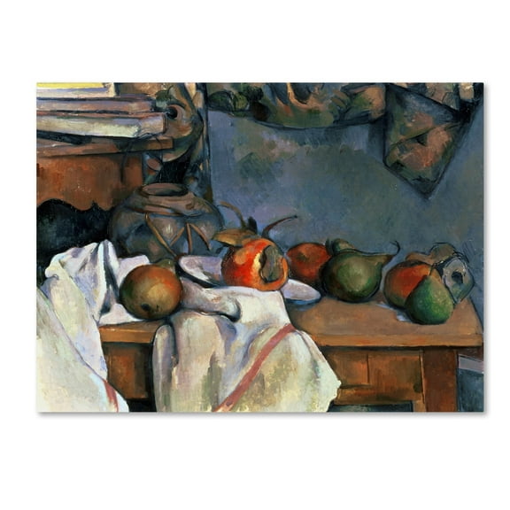 Cezanne 'Ginger Pot With Pomegranite And Pears' Canvas Art
