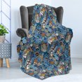 thumbnail image 4 of Nautical Soft Flannel Fleece Blanket, Abstract Pattern Sea Shells Sea Horse Corals Fish Rob Globe Maps Wavy Ocean, Cozy Plush for Indoor and Outdoor Use, 50" x 70", Blue Multicolor, by Ambesonne, 4 of 5