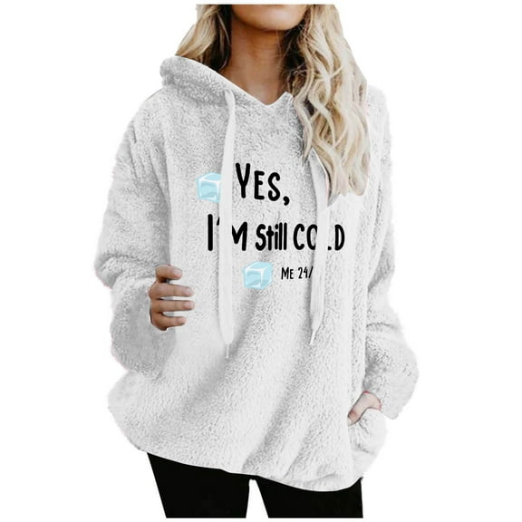 Womens Sherpa Pullover Hoodie Casual Oversized Fuzzy Hoodies with Pockets Fluffy Fleece Sweatshirt Outwear, 3XL White