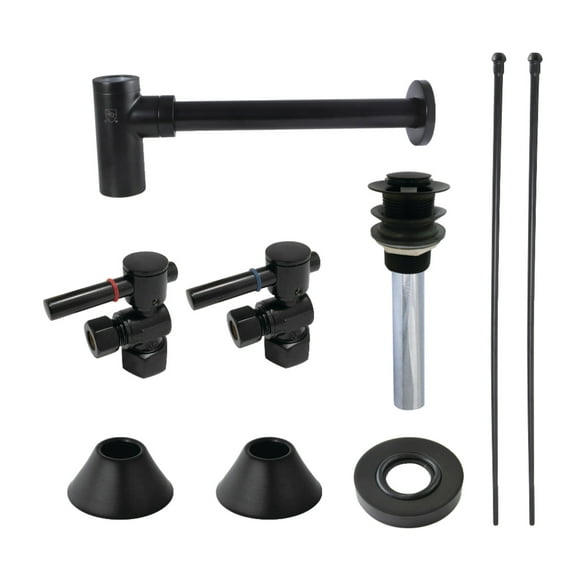 Kingston Brass CC43100DLVKB30 Modern Standard Mount Plumbing Sink Trim Kit with Bottle Trap and Drain, Matte Black