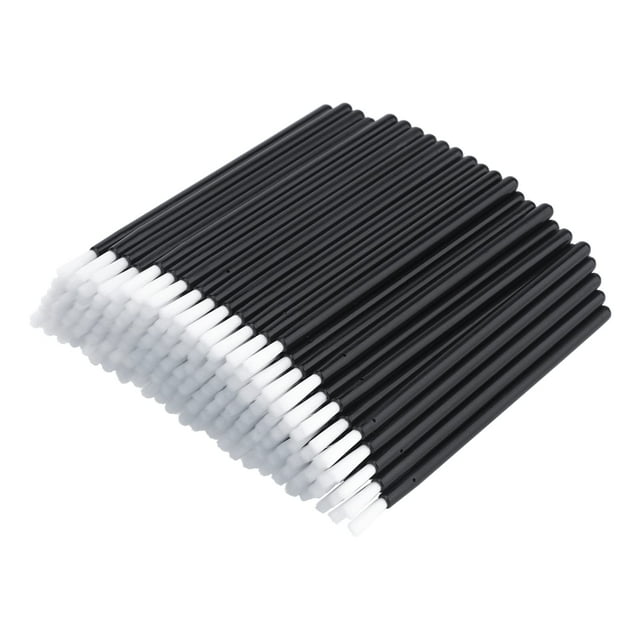 G2PLUS 100 aplicadores desechables de pincel de labios, aplicadores de lápiz labial negro, cepillos de uñas desechables, varitas de brillo para maquillaje, pintura de galletas PYO, pincel para detalle