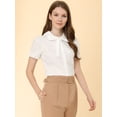 thumbnail image 2 of INSPIRE CHIC Blusa de algodón con manga farol y cuello Peter Pan para mujer blanco XL, 2 of 6