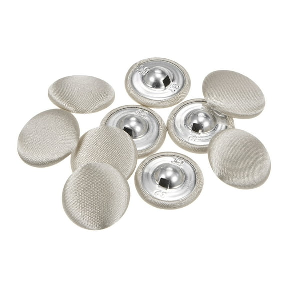 10pcs 32L Fabric Cloth Covered Button 20mm Round Metal Shank Sewing Buttons for Suits Blouses Sweaters, Grey