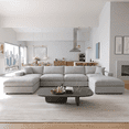 thumbnail image 4 of Howcool Cloud Couch Modular Sectional Sofa 6 Seat 134" U Shaped Convertible Couch Chenille Thick Cushion with 2 Storage Ottomans and Toss Pillows Washable Removable Cover for Living Room,Beige, 4 of 7