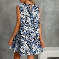thumbnail image 3 of qucoqpe Womens Summer Dress Fashion Casual Floral Printed Sleeveless Round Neck Mini Dress Loose Flowy Pleated Hem Sundress, 3 of 6