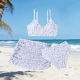 thumbnail image 5 of hengsof Girls 3 Piece Swimsuit Set Fashion Print Bikini Halter Top Swim Skirt Swim Bottom Cute Summer Beach Bathing Suit for Kids Ages 6-14, 5 of 5