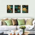 thumbnail image 2 of Tropical Leaf Wall Art Green and Gold Wall Decor for Living Room Bathroom Emerald Green Plant Decor Gold Leaves Canvas Pictures Boho Botanical Paintings Modern Artwork Home Decorations 12x16, 2 of 6