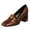 Brown, variant on FSJ Women Dress Square Closed Toe Loafer Shoes Comfort Chunky High Heeled Pumps with Chain Decor Soft Color All Seasons for Lady