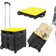 thumbnail image 2 of Quik Cart Collapsible Rolling Crate on Wheels for Teachers Tote Basket 80 lbs Capacity, Made from Heavy Duty Plastic and Used as a Seat, Canary, Yellow, 2 of 6