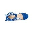 thumbnail image 5 of BLISSFUL STEP Women's Open Toe Lace up Sandals Mid Block Heels Sandals Royal Blue 9, 5 of 8