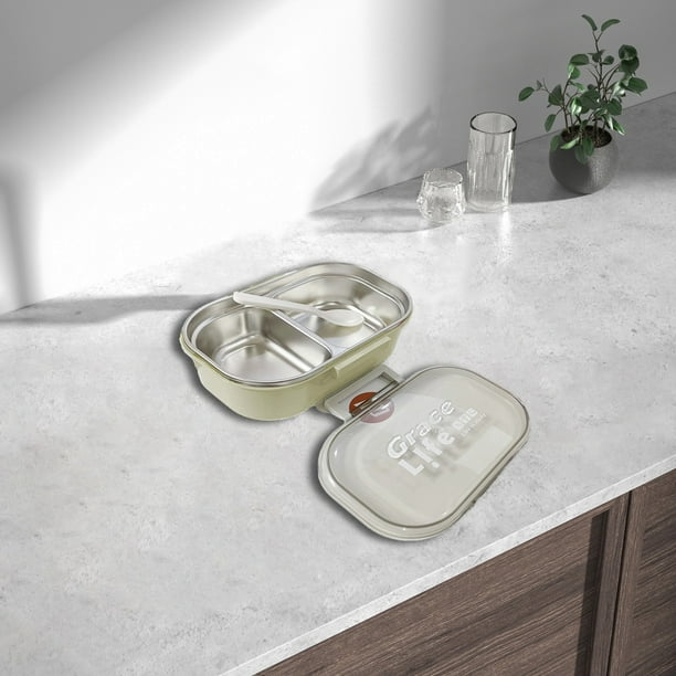 Hogar y cocina, Almacenamiento y organización, Lonchera para adultos, Lonchera bento de 1000 ml con 2 compartimentos para niños, Contenedores para adultos con cucharas, A prueba de fugas, Loncheras ap