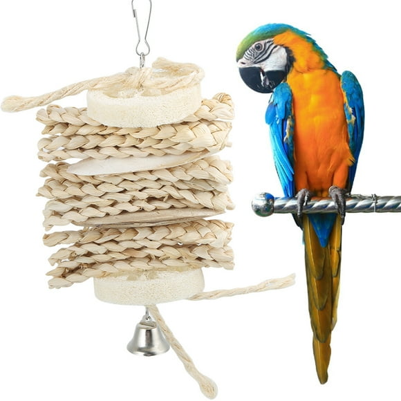 ZOUSSIQI Bird Chew Toy Hanging Natural Corn Husk Loofah Bite Gnawing Toy for Lovebird CWYP#3556