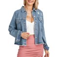 thumbnail image 3 of xiaxaixu Veste en Denim pour Femme, Veste d'Automne à Manches Longues avec Col Rabattu, Fermeture à Boutons, Étoiles, à Franges, Mode Urbaine, 3 of 9
