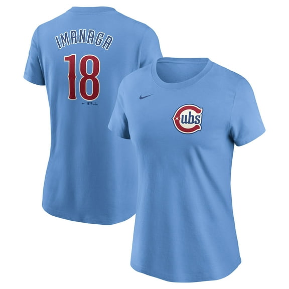 Women's Nike Sh-ta Imanaga Light Blue Chicago Cubs Cooperstown Collection Fuse Name & Number T-Shirt