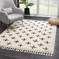 thumbnail image 6 of Hauteloom Alstead Farmhouse Swiss Cross Geometric Shag Area Rug - Fluffy High Pile Super Soft Rug with Tassels for Living Room, Bedroom, Dining Room - Cream, Beige, Black - 2' x 3', 6 of 10
