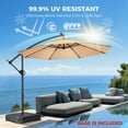 thumbnail image 5 of 10ft Patio Umbrella Offset with Solar Light and Base,Offset Hanging Patio Outdoor Market Umbrella with Easy Tilt and Crank,for Yard,Garden,Home,Pool & Deck,Beige, 5 of 8