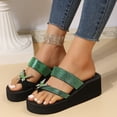 thumbnail image 5 of Mostsola Flip Flops for Women Platform Sandals Rhinestone Wedge Sandals Clip Toe Ring Slip on Shoes, 5 of 7