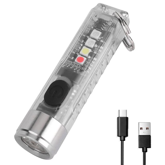 Mini linterna LED ANGGREK Linterna pequeña y potente con llavero Recargable por USB para emergencias Camping