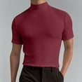 thumbnail image 2 of ohmzyzo Mens Mock Neck Shirts Turtleneck Short Sleeve Casual Basic T-Shirts Ribbed Solid Color Undershirt Tops, 2 of 9