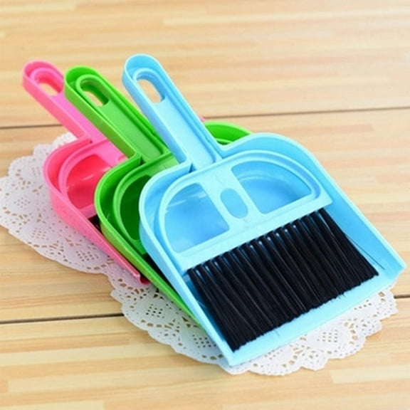 Cheers US 4Packs Mini Dustpan and Broom Set, Pet Cage Broom Brush Dustpan Desktop Sweep Cleaning Brush for Reptile, Hedgehog, Hamsters, Chinchilla