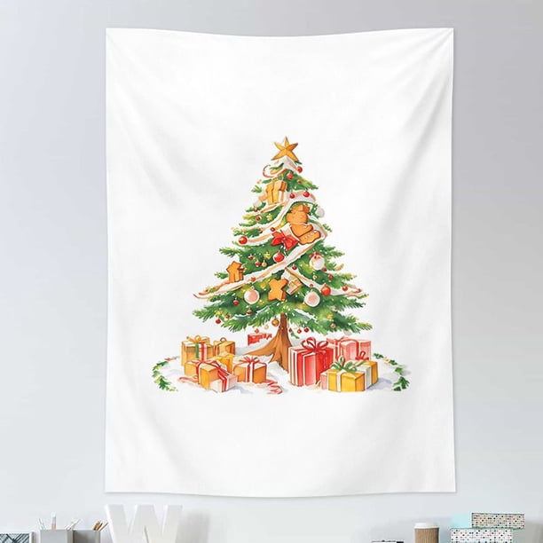 Tapices, Tapiz Colgante de Pared Decoración Navideña Tela Colgante Fiesta Vacaciones Árbol de Navidad Fondo Tela Regalo una Cenefa