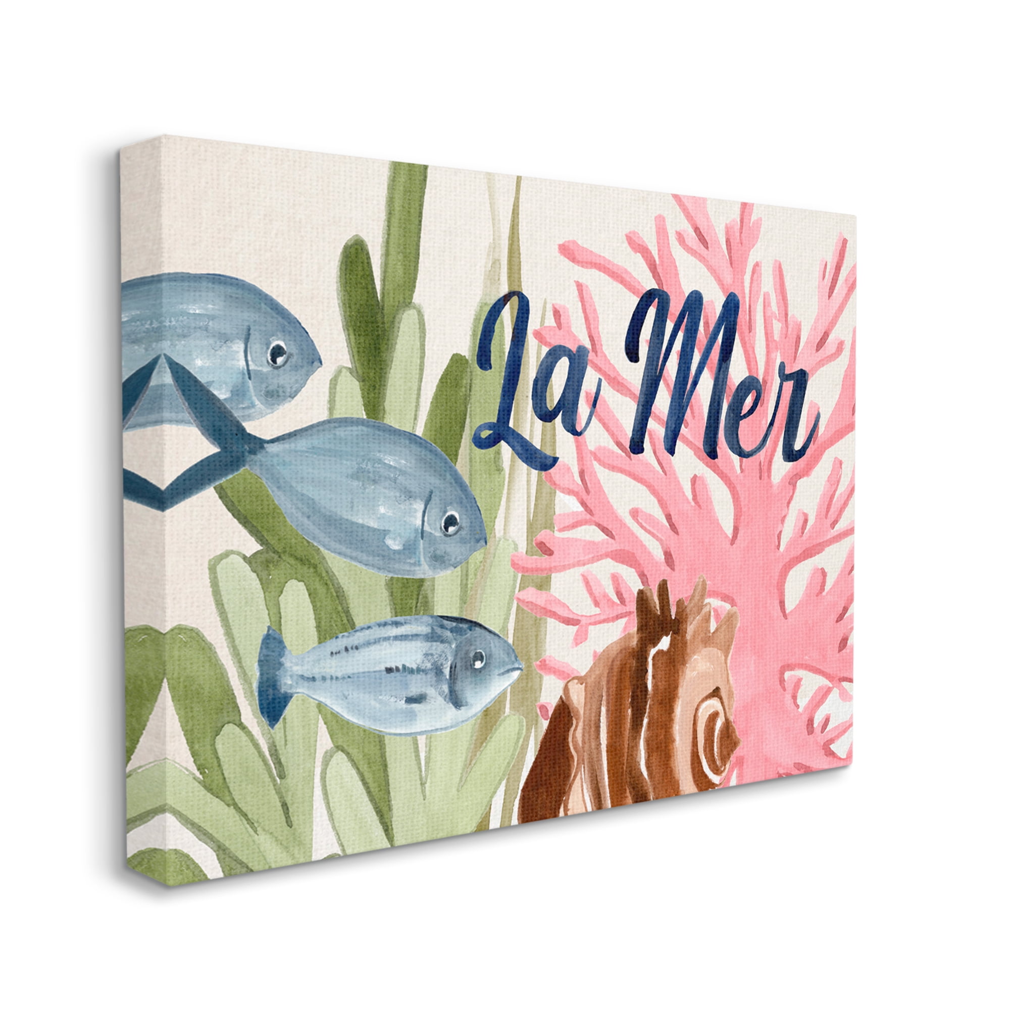 Stupell Industries La Mer Fish Shallow Sea Shell Coral Algae ,48 x 36, Design by Annie Warren