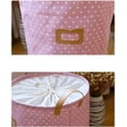 thumbnail image 5 of Caja de almacenamiento plegable, bolsas con cordón, Bolsa de Almacenamiento de Ropa en forma de barril de lunares, sin tapa, manta grande, organización de ropa, 5 of 5