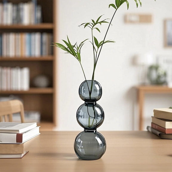 Swiftyle 1 Pcs Modern Glass Vase for Home Decor, Tall Narrow Neck Flower Vase, Elegant Tabletop Centerpiece, Gray Decorative Vase for Living Room(310ml)