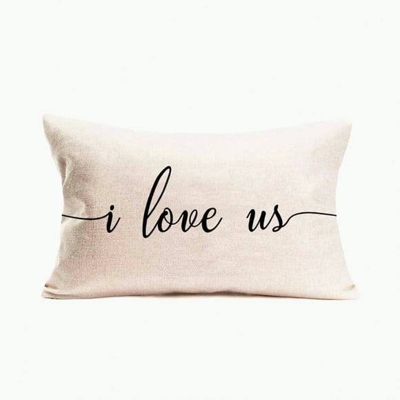 Sweet Love Farmhouse Pillow Covers - Valentines Housewarming Family Decor Lumbar Cases - Rustic Home Decorative 12x20 Inch Cotton Linen