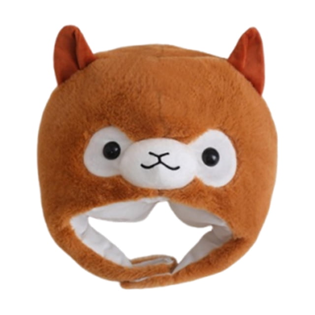 Sombrero de peluche de alpaca, novedoso gorro con capucha para actuaciones en el escenario, fiestas y selfies. Marrón
