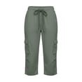 thumbnail image 6 of Hurxie Womens Cargo Capris Lightweight Hiking Pants Pockets Quick Dry Casual Outdoor Trip Loose Shorts Cropped Army Green,M, 6 of 6