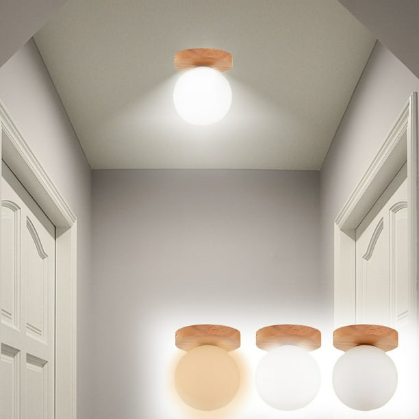 Fiudx Lámpara de Pasillo, Cuerpo de Madera Maciza Natural, Pantalla de Alta Transparencia, Iluminación Suave y Uniforme, Versátil para Pasillos y Balcones, Fácil Mantenimiento, Tamaño 13 X 13 X 15 Cm
