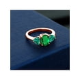 thumbnail image 3 of Gem Stone King 1.69 Ct Oval Green Nano Emerald 18K Rose Gold Plated Silver Ring, 3 of 4