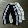 thumbnail image 2 of Pantalones de punto a rayas estilo Harajuku para mujer, pantalón informal de pierna ancha, estilo hip hop, de gran tamaño, estilo Y2k, 2 of 5