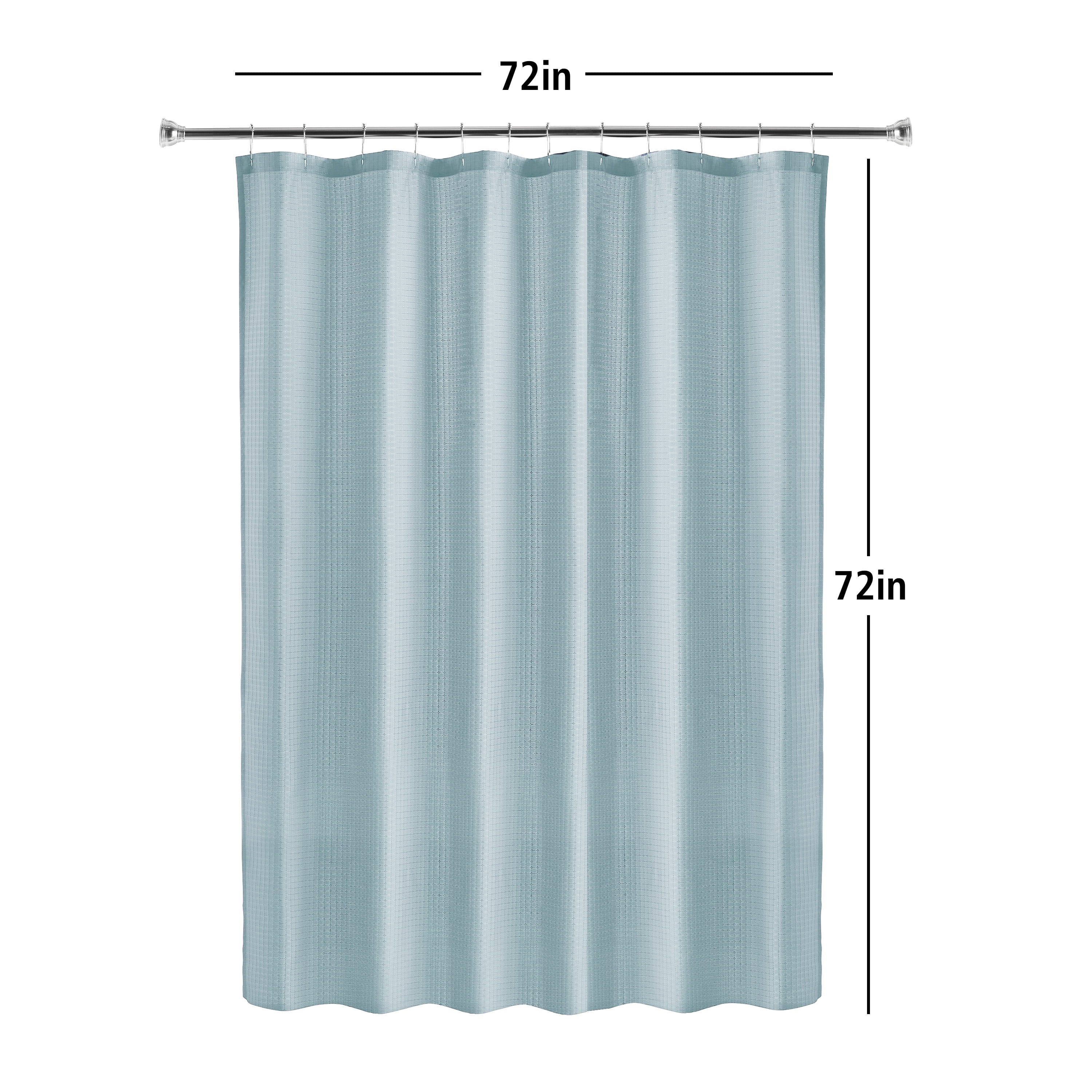 Mainstays Eco-Friendly Waffle-Weave Fabric Shower Curtain, with Recycled Polyester, 72” x 72”, Blue
