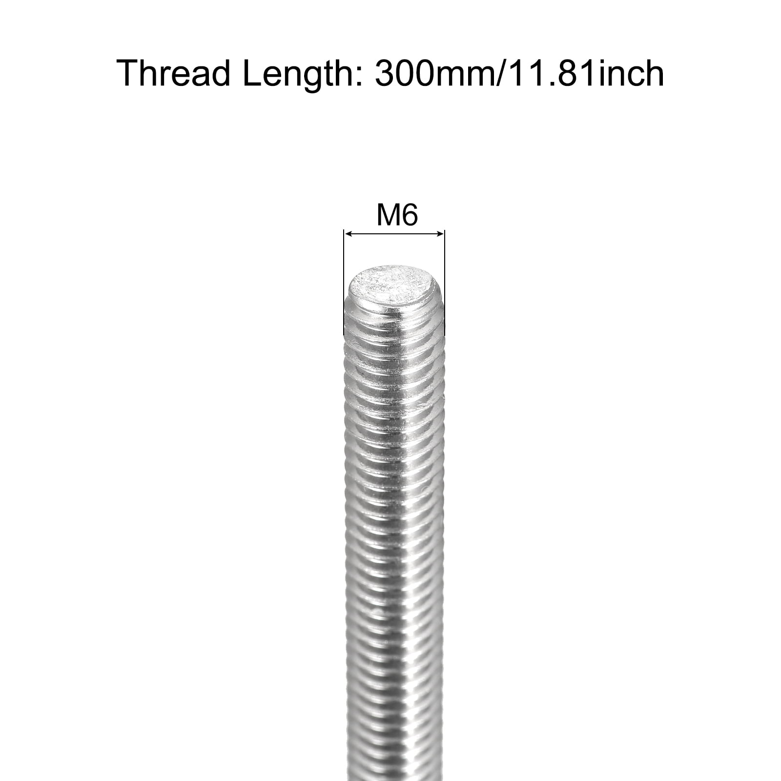 Fully Threaded Rod M6 x 300mm 1mm Pitch 304 Stainless Steel Right Hand 6pcs
