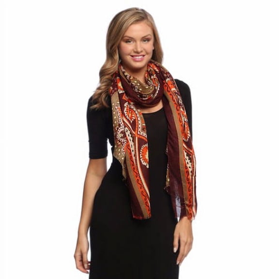 Peach Couture Summer Fashion Vintage Damask Pattern long Scarf Shawl Sarong