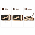 thumbnail image 5 of TRISJEM Men's Genuine Cowhide Leather Ratchet Belt with 3D Crocodile Automatic Buckle, Crocodile Embossed No-Hole Dress Belt, 1.38" Wide Adjustable Belt for Jeans, Chinos and Business Casual, Waist 3, 5 of 7