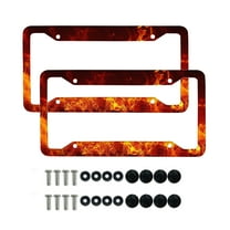 Renewold Red Flame Car License Plates Frame Aluminum Vanity Tag Frame Accessories with Screws, License Plate Holder Set of 2