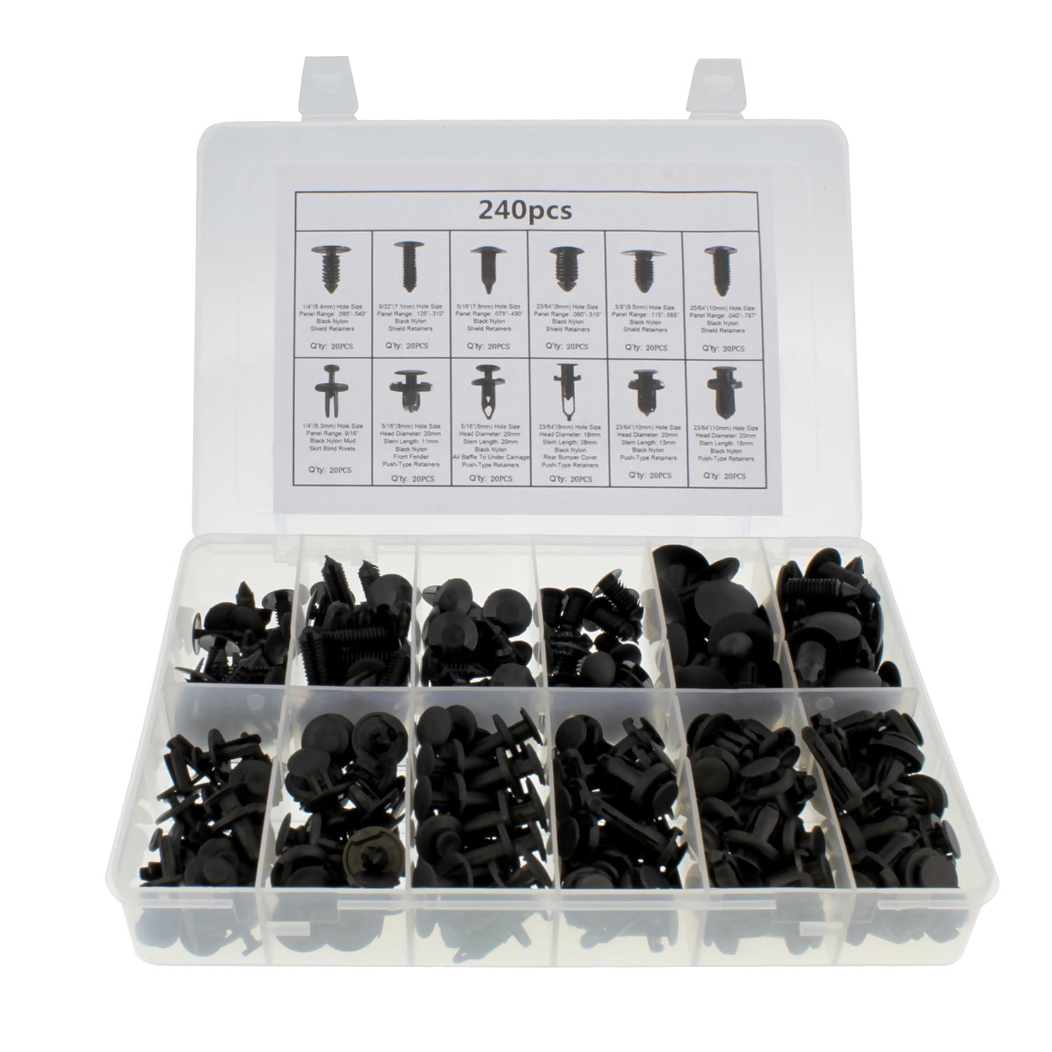 ABN | Push Type Retainer Clips, 240 Pc – Auto Body Clips, Fasteners
