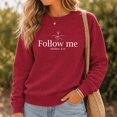 thumbnail image 4 of Jollimate Follow Me Matthew 4:19 Christian Sweatshirt, Minimalist Cross Faith Crewneck, Pullover for Women, 4 of 6