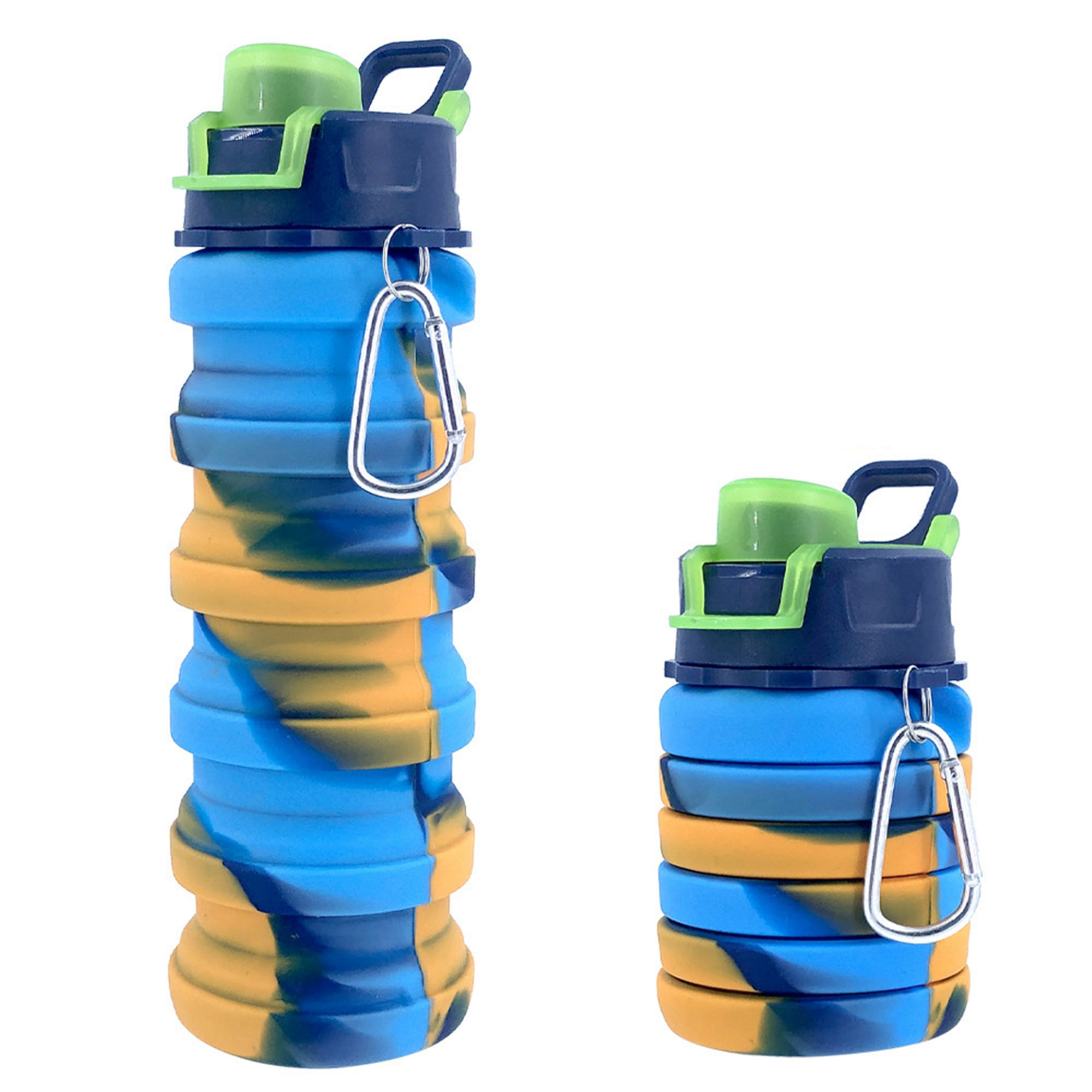 Qisiwole Collapsible Water Bottles 16oz/500ml, Silicone Travel Water Bottles with Leak Proof for Sport Camping Hiking Outdoor Reusable Foldable