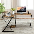 thumbnail image 3 of Giantex L-Shaped Computer Corner Desk, Multipurpose PC Workstation, Gaming Computer Desk for Home Office, Antique, 3 of 8