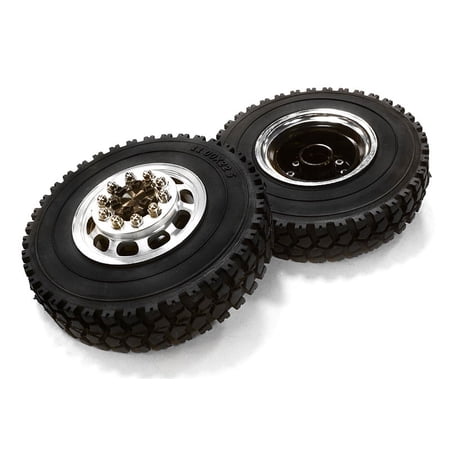Integy RC Toy Model Hop-ups C26572BLACK Machined Alloy T5 Front Wheel & XD Tire Set for Tamiya 1/14 Scale Tractor Trucks price history on PriceWatchPro